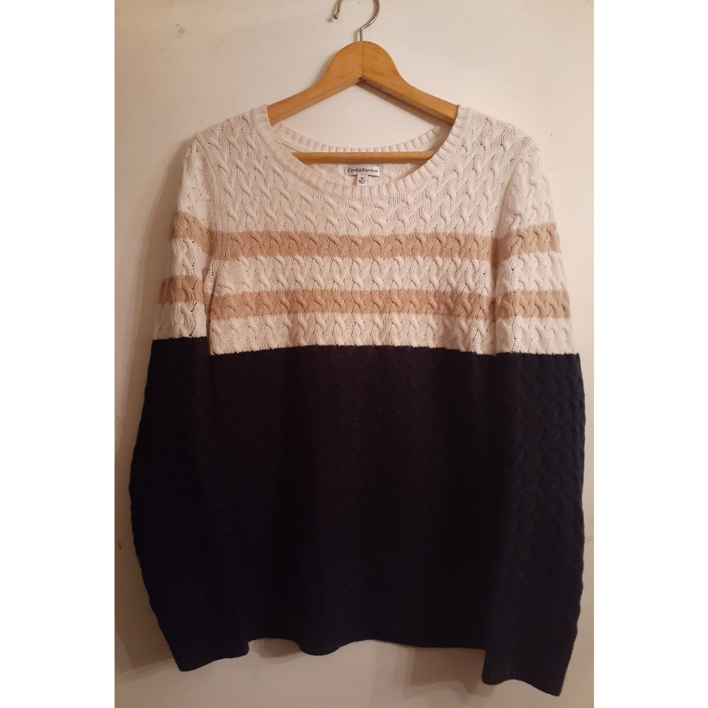 |CROFT&BORROW STRIPED CREAM SWEATER|